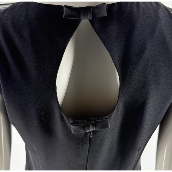 Liz Claiborne Sheath Dress Size 8 Black Cocktail Bow Back Womens VTG Y2K 90s - Picture 4 of 6